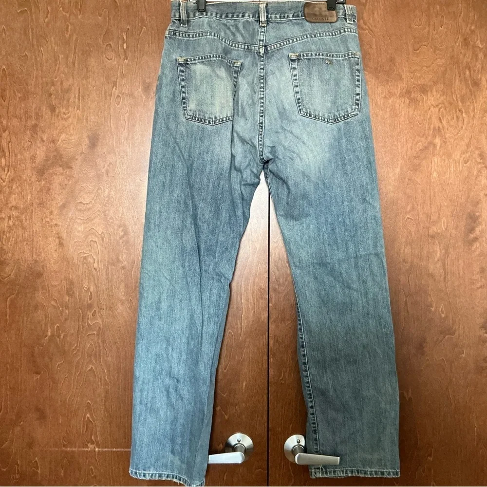 Lacoste Jeans Vintage 36x31 Relaxed 100% Cotton Distressed Denim USA Made